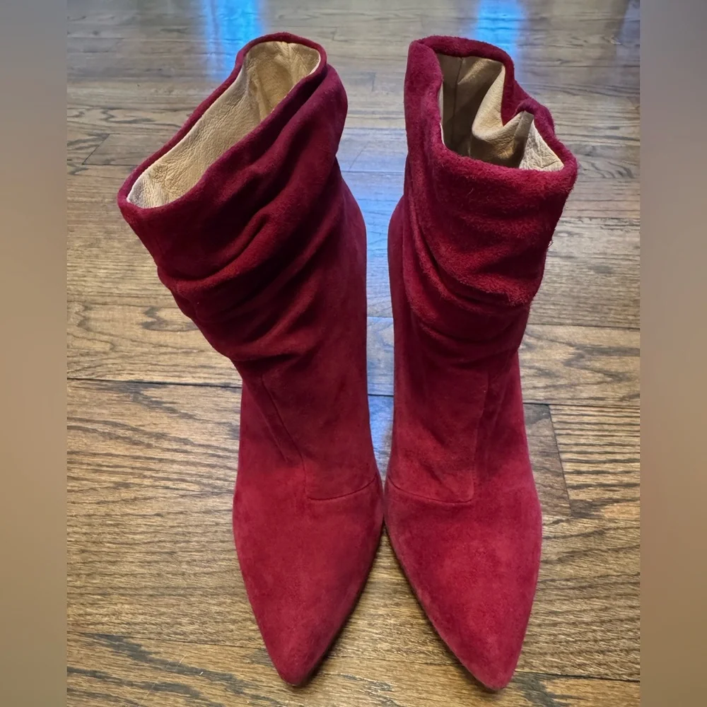 Kristen Cavallari Chinese Laundry Red Suede Slouch Ankle Boots Size 9 / 40 - Picture 2 of 8